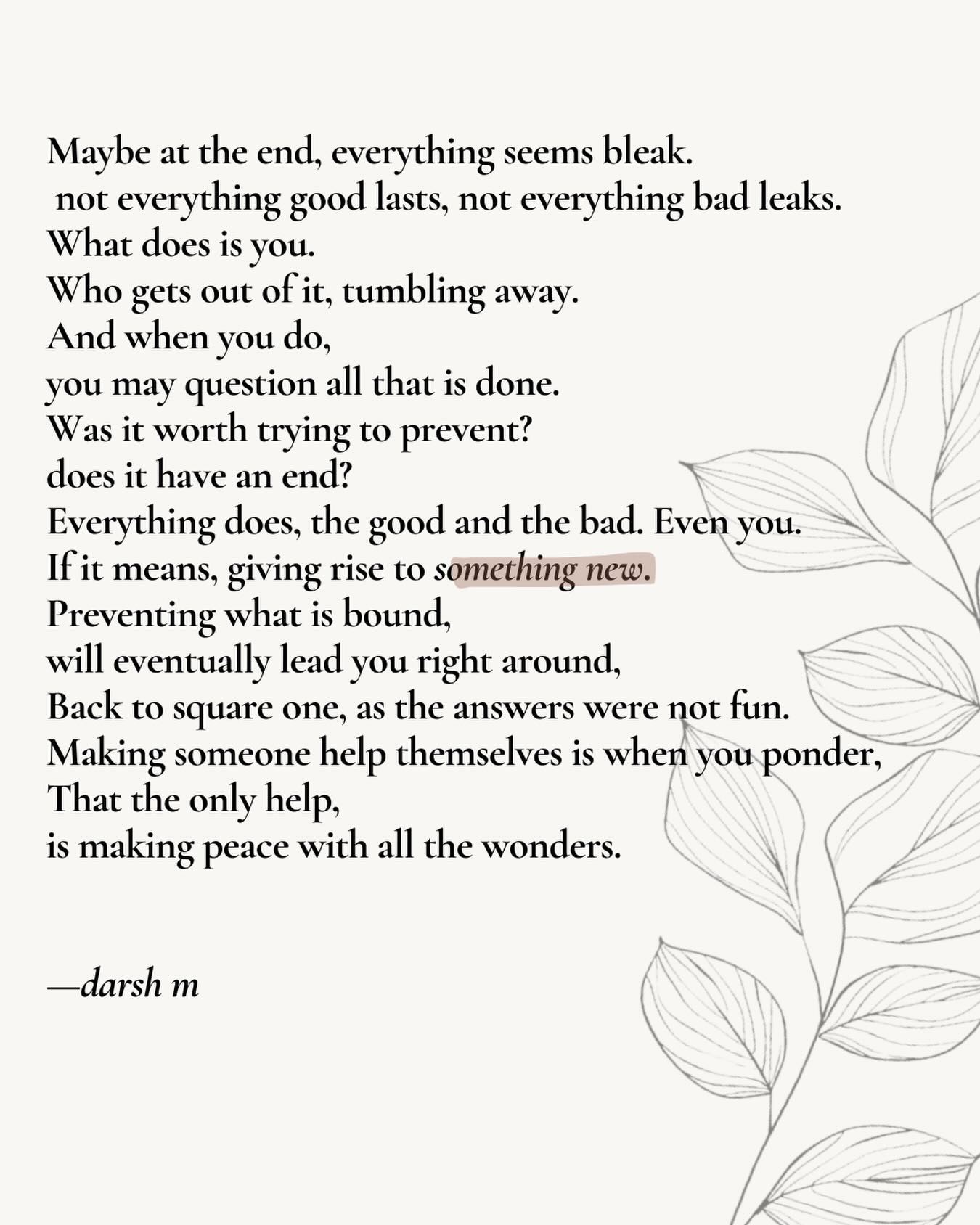 Original artwork for Something new. The poem is transcribed above.